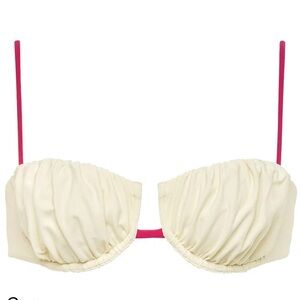 New Montce Cream Raspberry Binded Petal Bikini Top